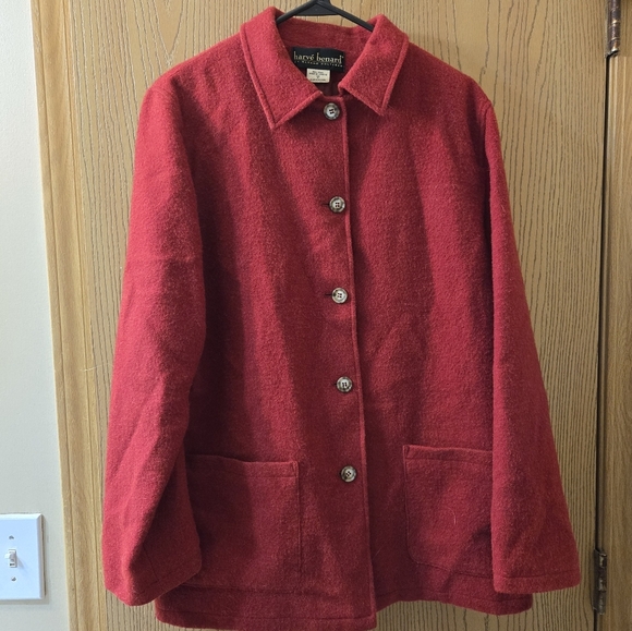 Vintage Harve Bernard 1960s 100% Wool Red Coat - Picture 1 of 7